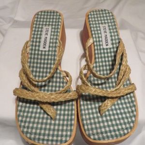 Steve Madden Burlap Toe Sandals, NWOT, Sz. 9M